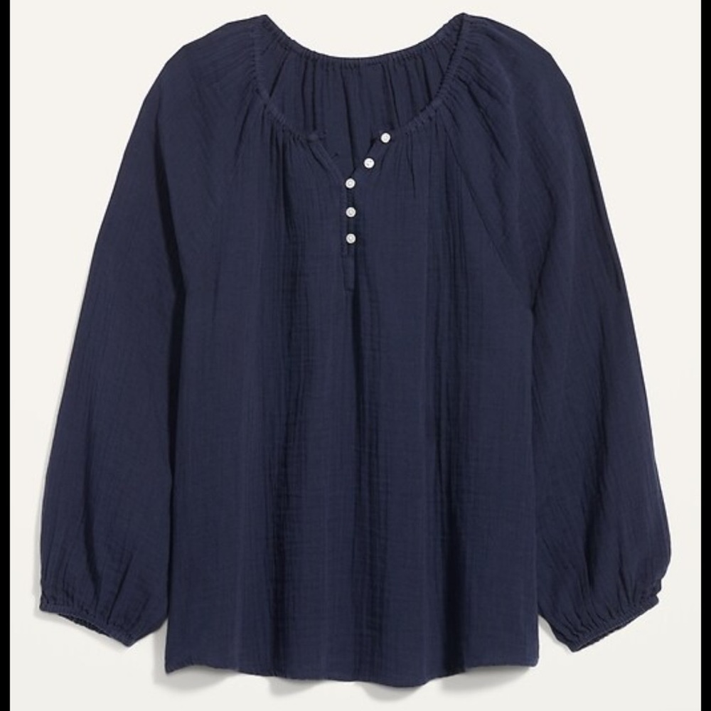 NWT Old Navy Shirred Double-Weave Blouse - Picture 6 of 6